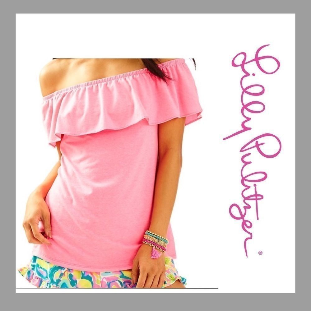 Lilly Pulitzer Off the Shoulders Ruffle Top Sz XXS